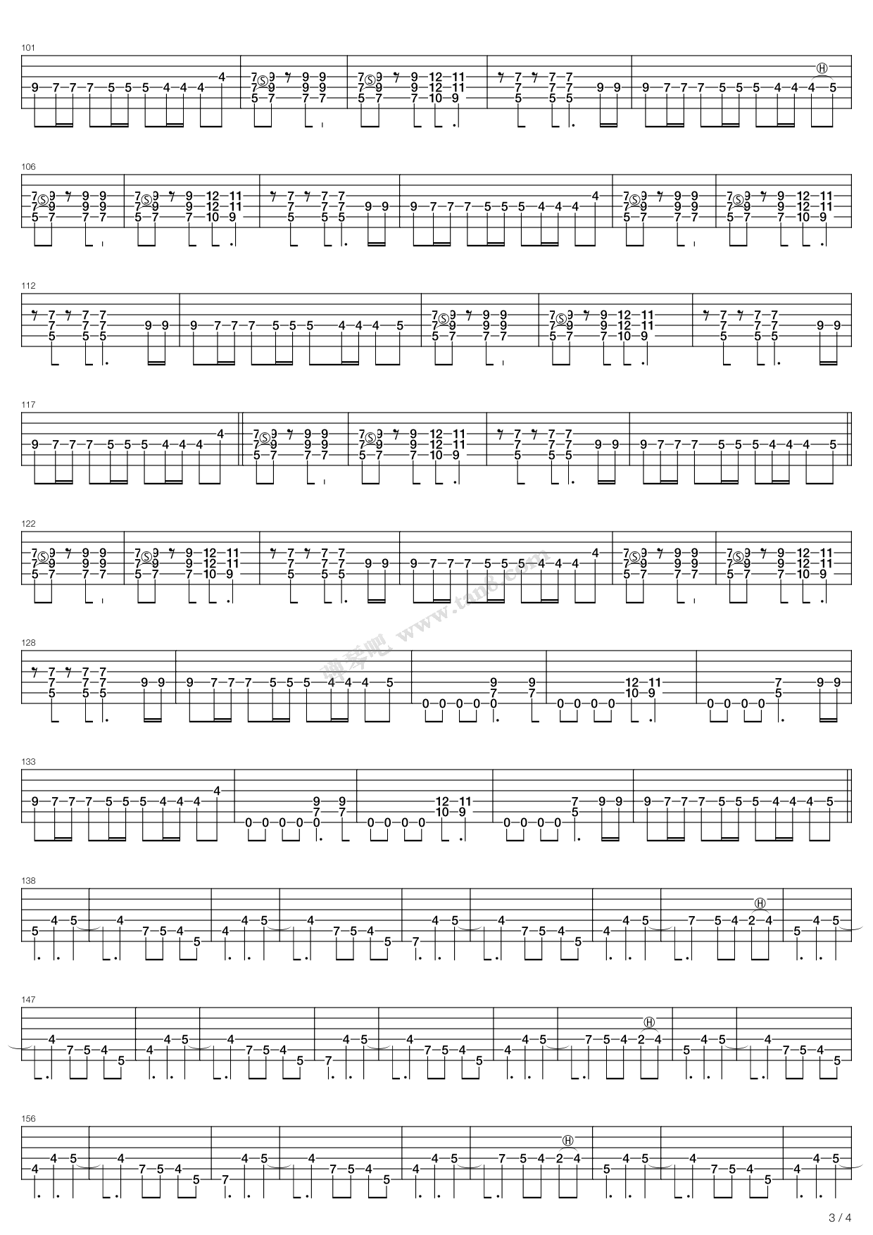 Fade To Black指弹谱吉他谱_3