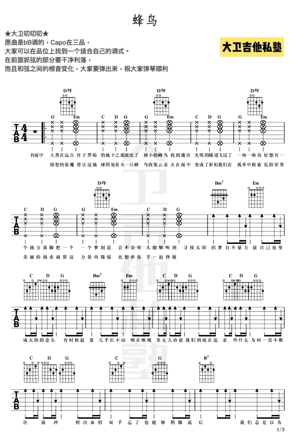 蜂鸟吉他谱_1