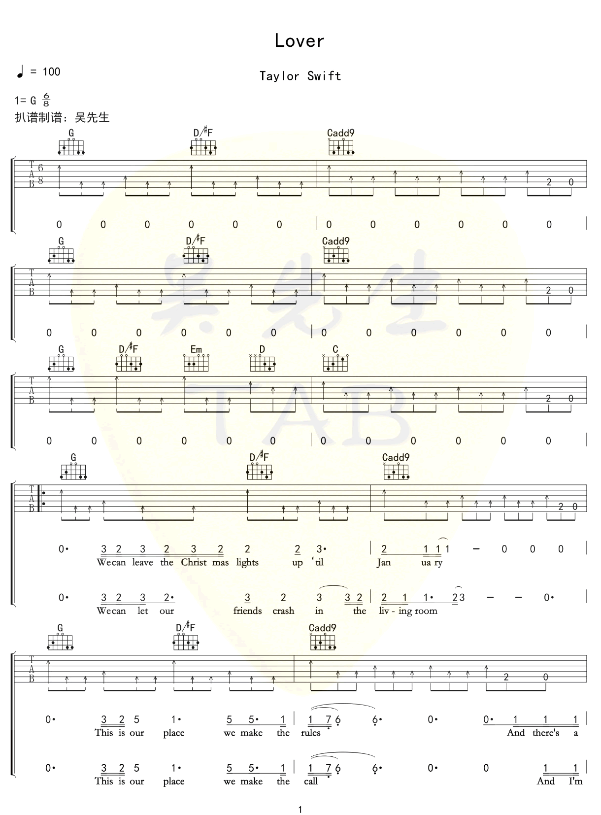 Lover吉他谱_1