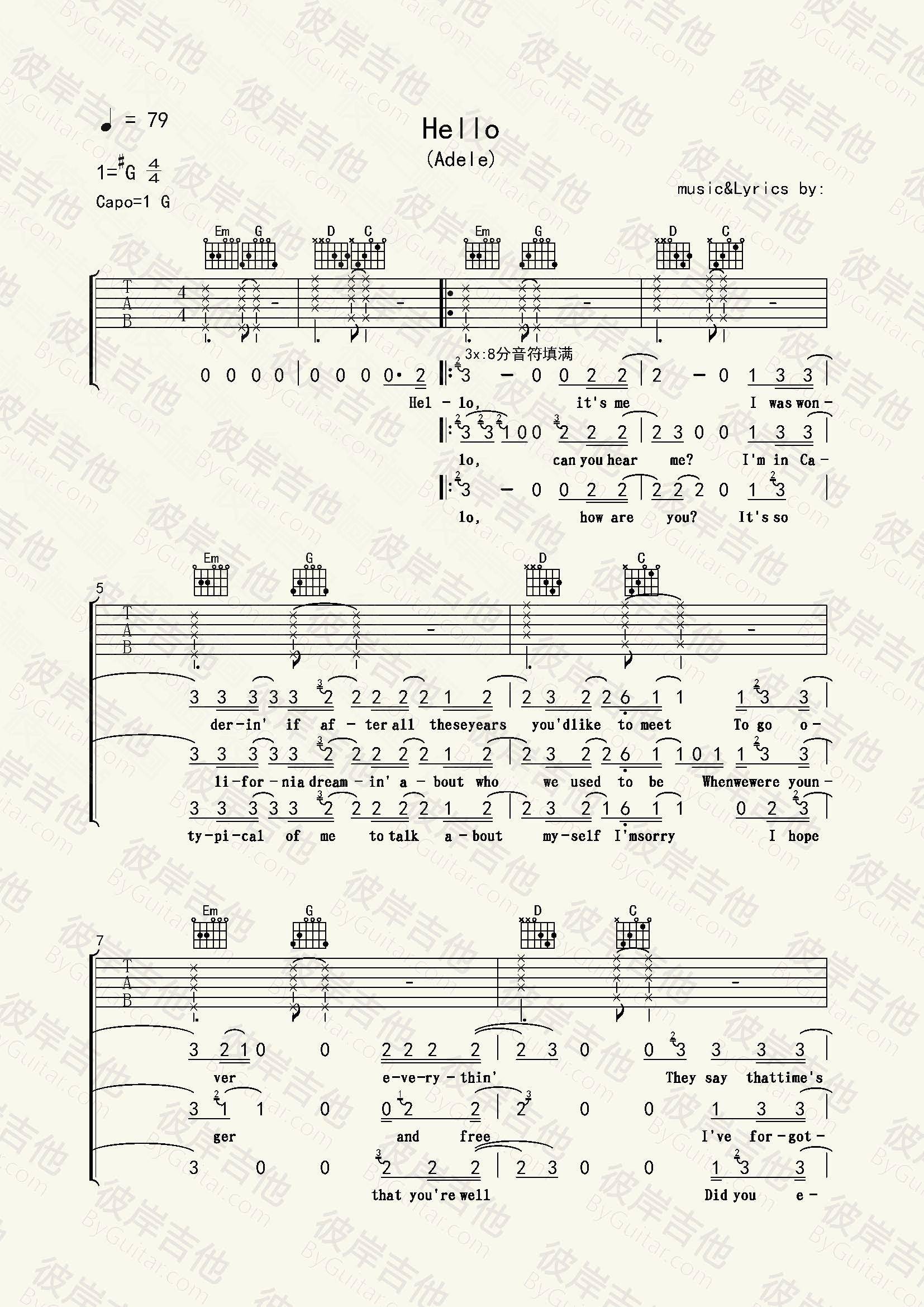Hello吉他谱_1