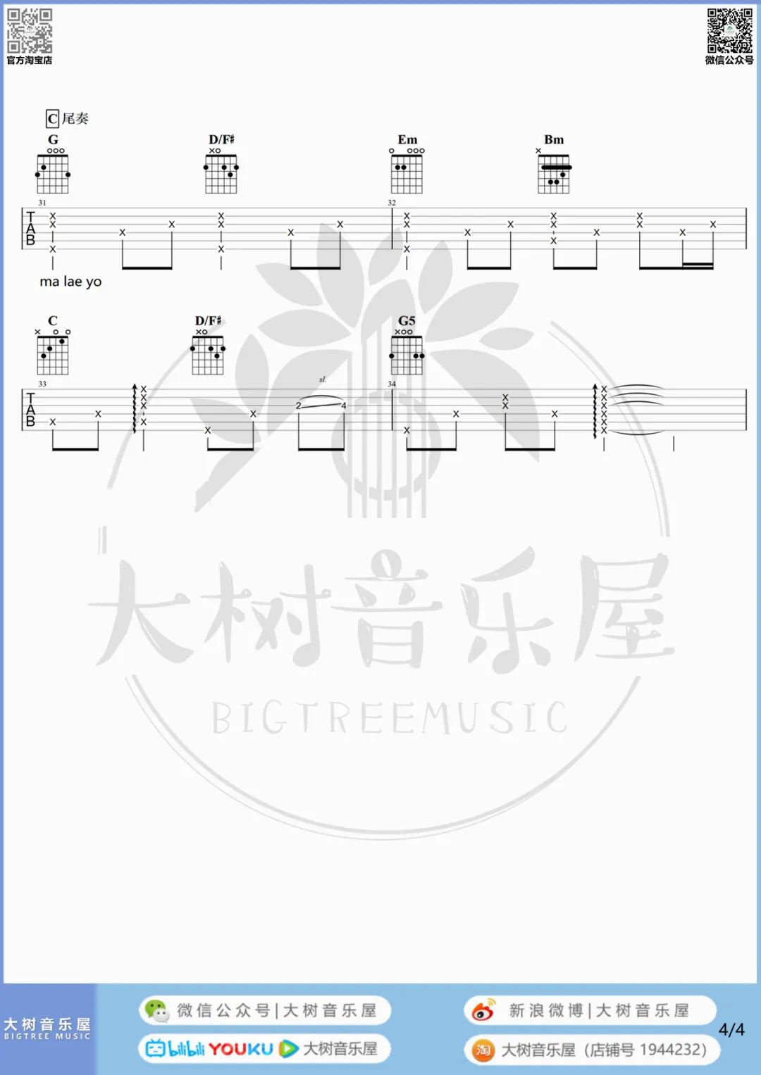 你不要担心吉他谱_4
