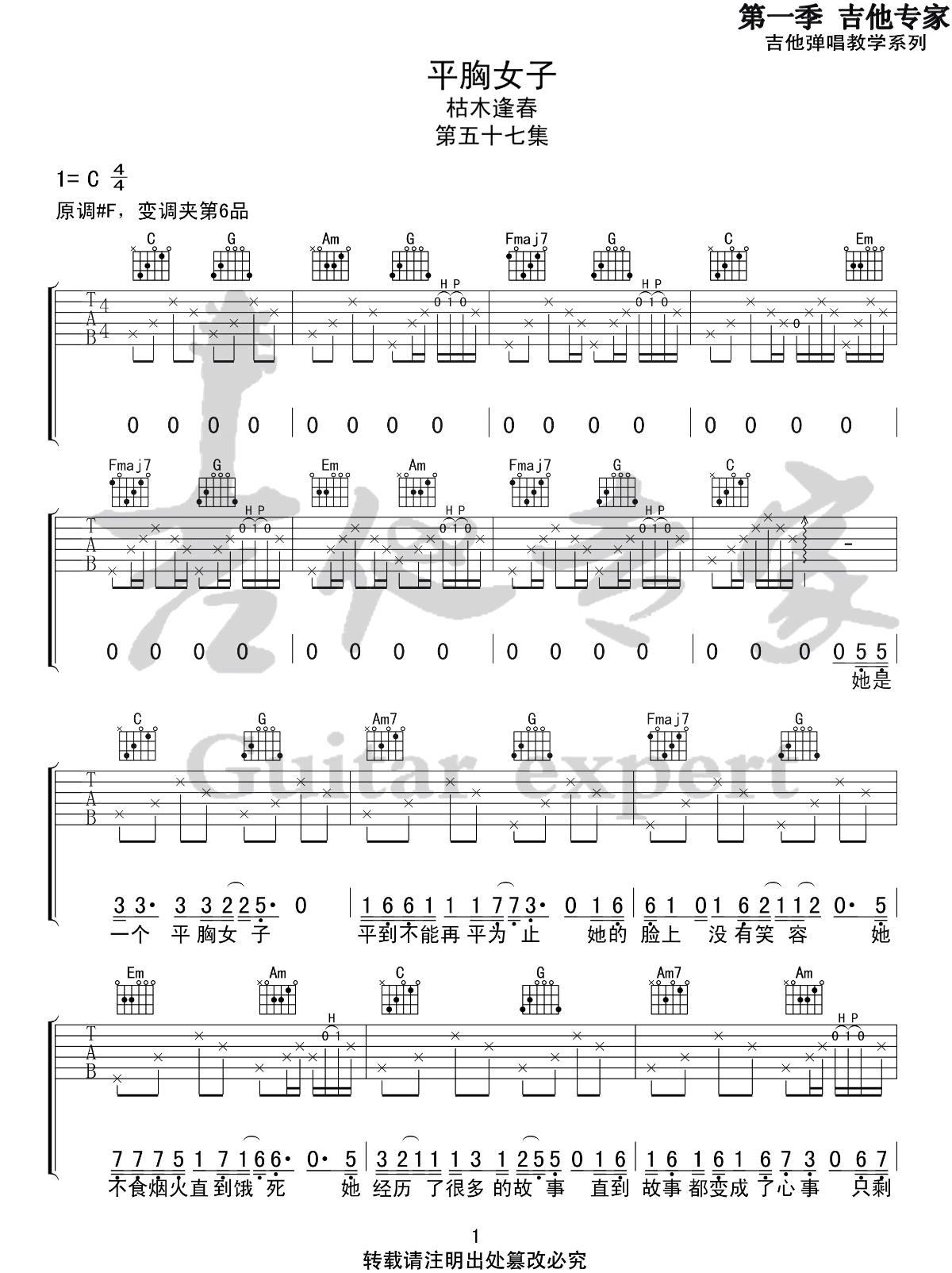 平胸女子吉他谱_1