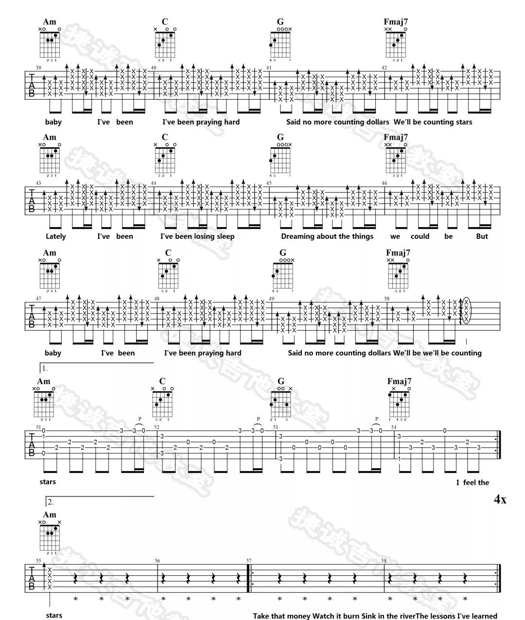 Counting Stars吉他谱_3