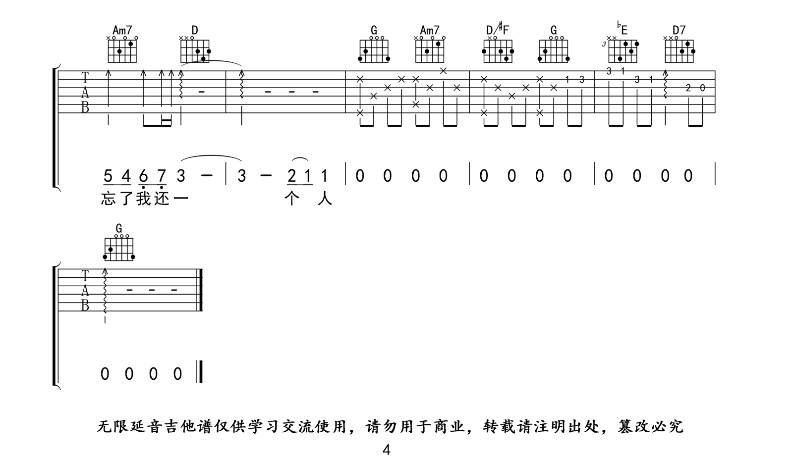 我不愿让你一个人吉他谱_4