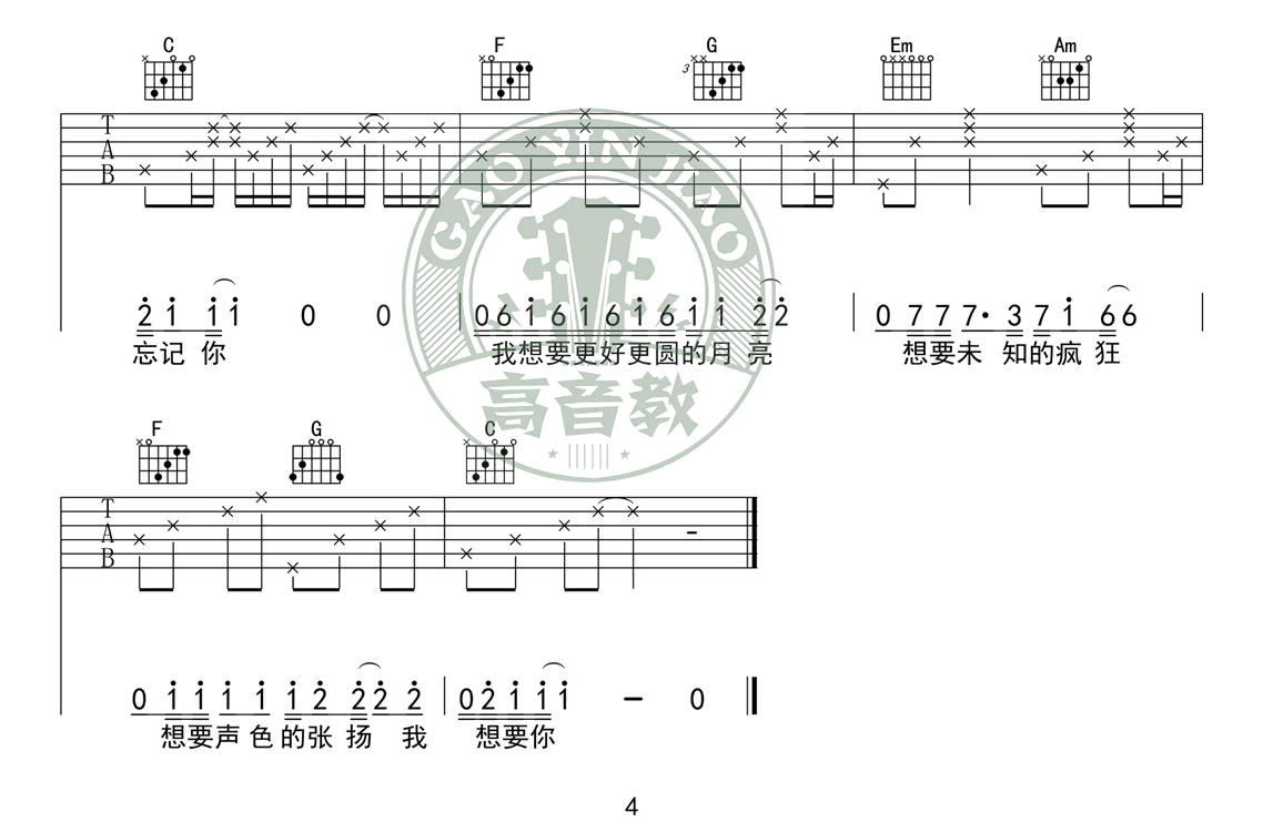 奇妙能力歌吉他谱_4