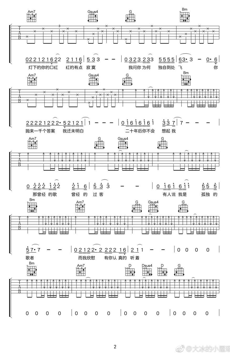 陌生女人的告别吉他谱_2