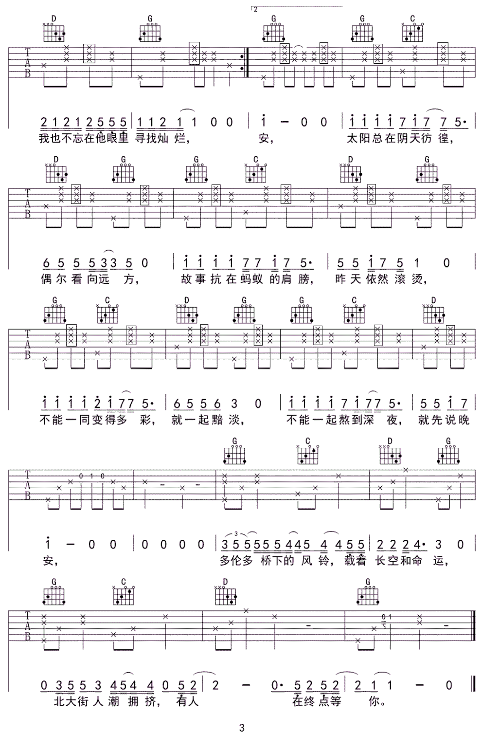 如人饮水吉他谱_3