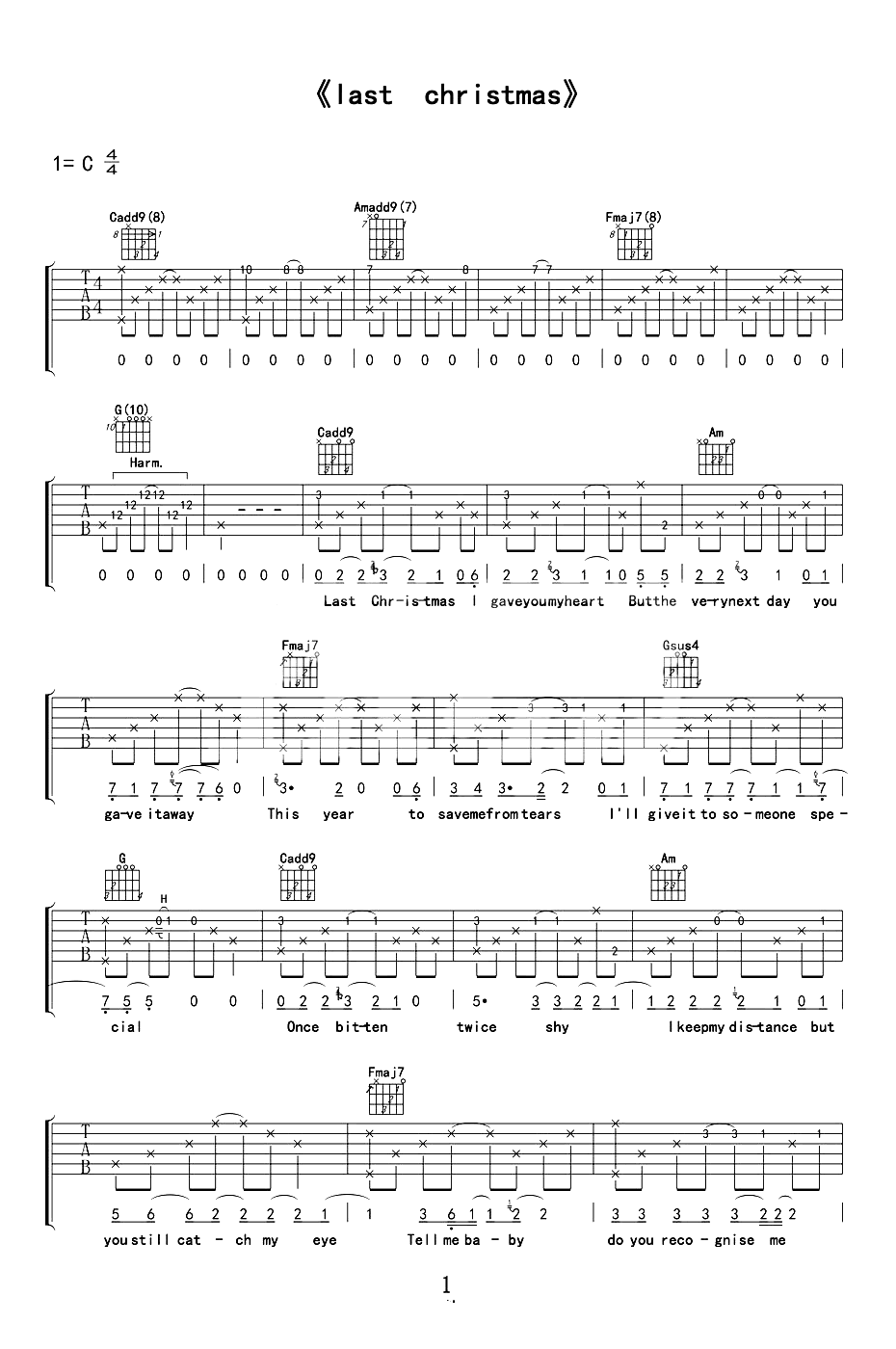 Last Christmas吉他谱_1