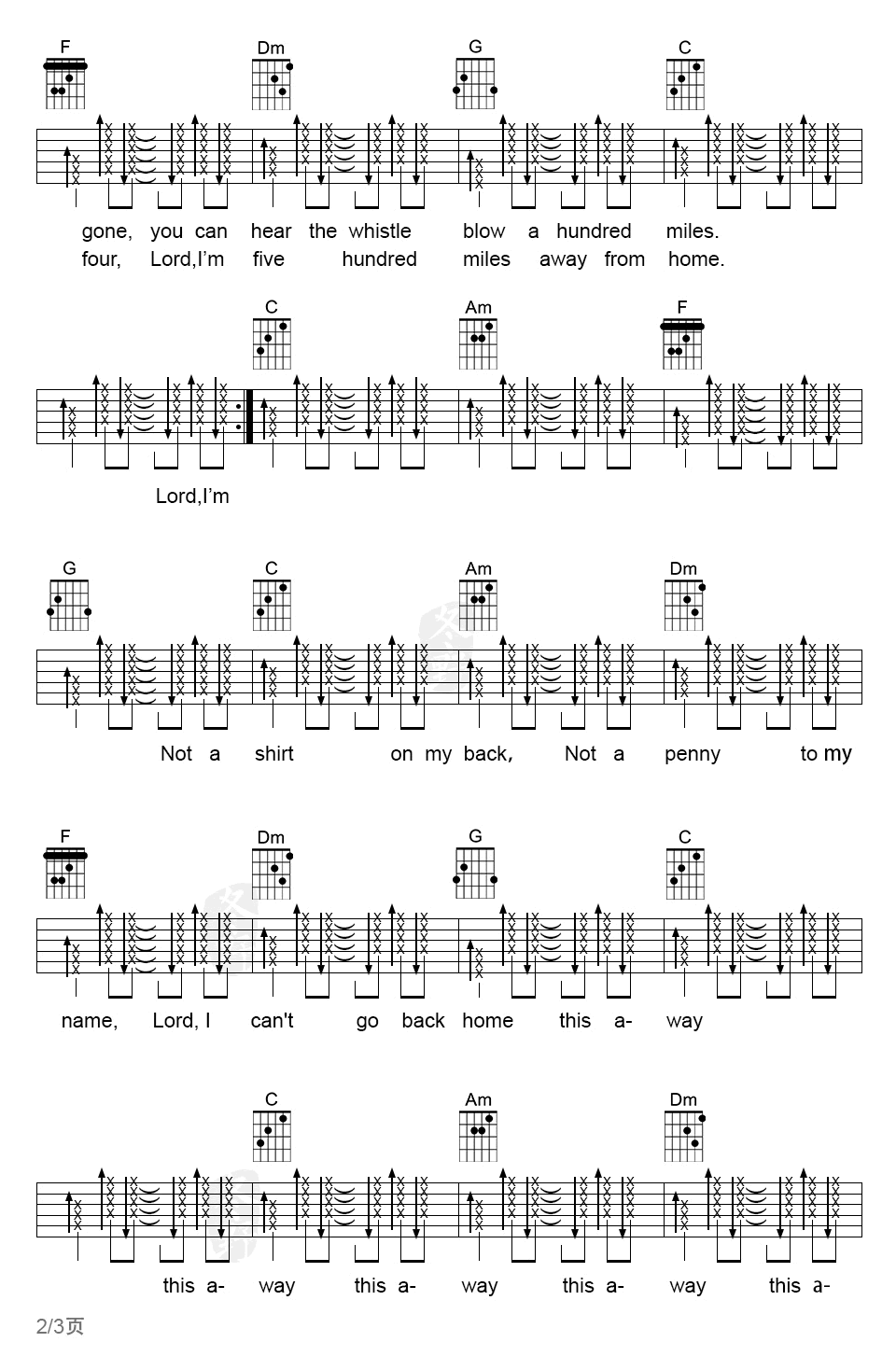 500miles吉他谱_2