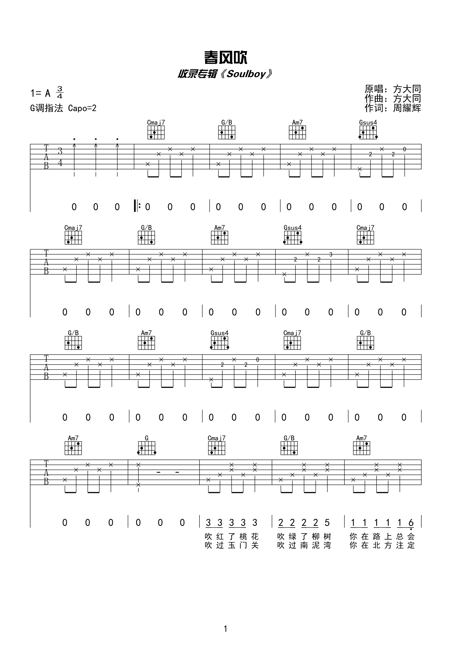 春风吹吉他谱_1