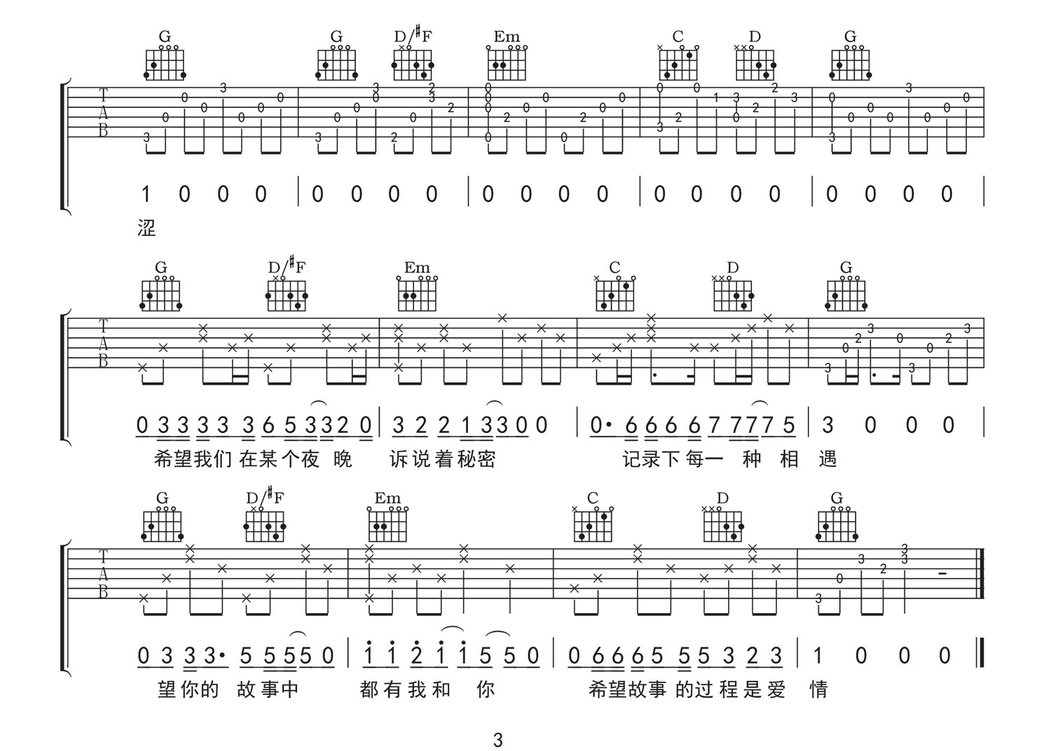 凌晨三点吉他谱_3