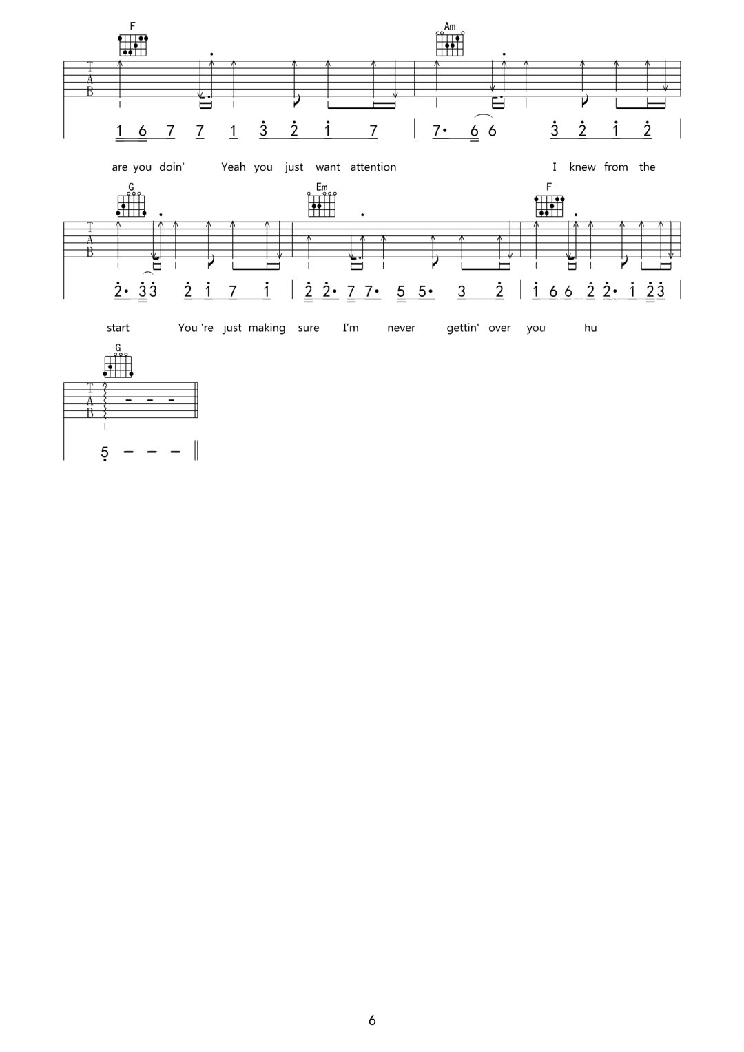 Attention吉他谱_6