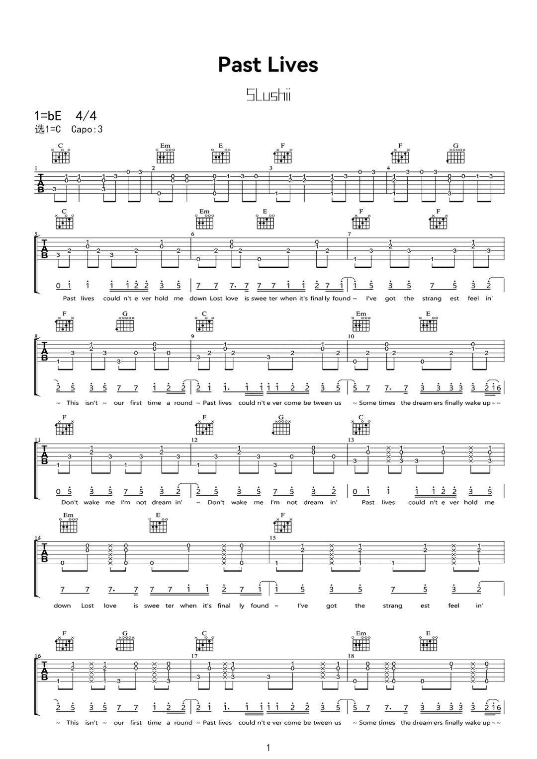 Past Lives吉他谱_1